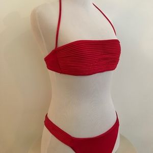 COPY - LA PERLA BEACH NERVURES RED BIKINI